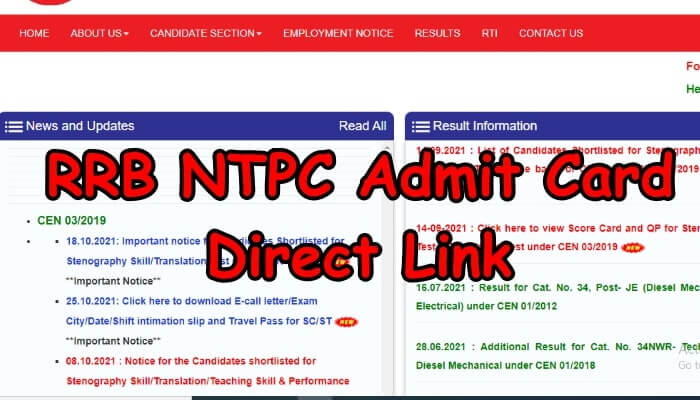 RRB NTPC Admit Card