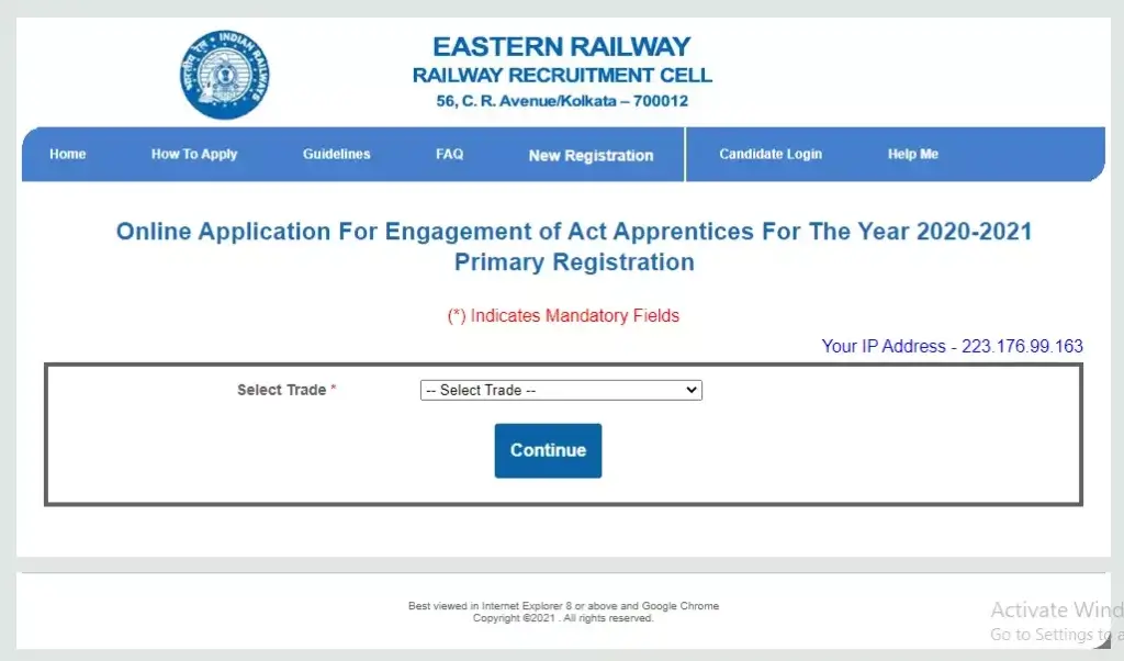 RRC Eastern Railway Recruitment
