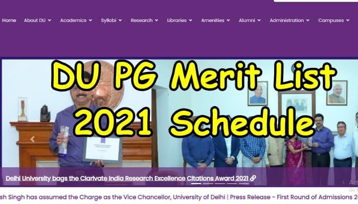 DU PG Merit List -Schedule